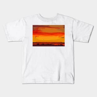 Orange Ocean Sunset Kids T-Shirt